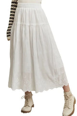 Elastic Waistband Midi Tiered Midi Skirt Adora