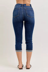 High Waist Capri Jeans with Single Cuff Judy Blue