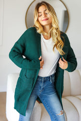 Stripe Textured Open Front Cardigan with Pockets Haptics