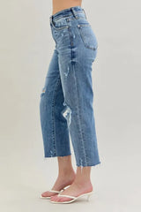 High Waist Destroy Crop Wide Leg Jeans Plus Size Judy Blue