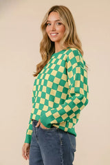 BiBi Checkered Pattern Sweater Trendsi