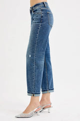 Low Rise Crop Boyfriend Jeans With Plus Size Risen