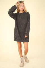 Mineral Washed Oversized Sweatshirt Mini Dress Very J