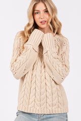Cable-Knit Long Sleeve Sweater Sage + Fig