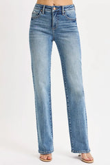 Tummy Control High Rise Straight Jeans With Plus Size Risen