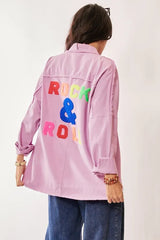 Multi Color Rock & Roll Fringed Hem Loose Fit Shacket Davi & Dani
