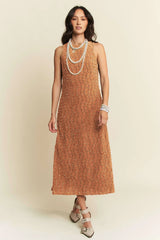 Golden Textured Zippered Midi Dress Davi & Dani