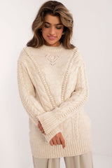 Long Cable Knit Chunky Sweater Badu beige one-size-fits-all