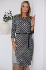 Kimono Top Jacquard Knit Dress La Aurora grey 36