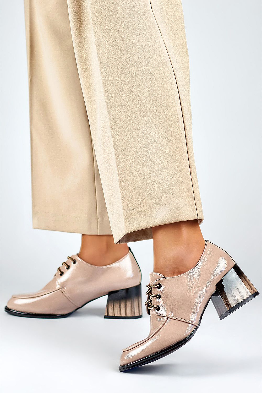 Oxford Block Heel Lace Ups PRIMO beige 36
