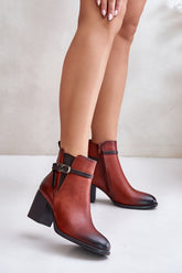Block Heel Zip-Up Buckle Ankle Booties Step in style brown 36
