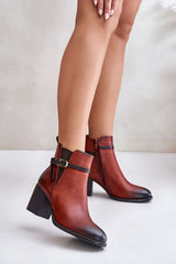 Block Heel Zip-Up Buckle Ankle Booties Step in style brown 36