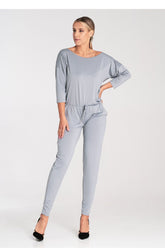 Drawstring Waist Jumpsuit Figl grey S
