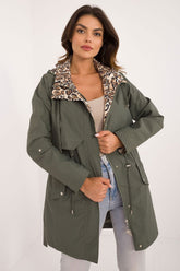Hooded Coat with Leopard Print Lining MBM green S