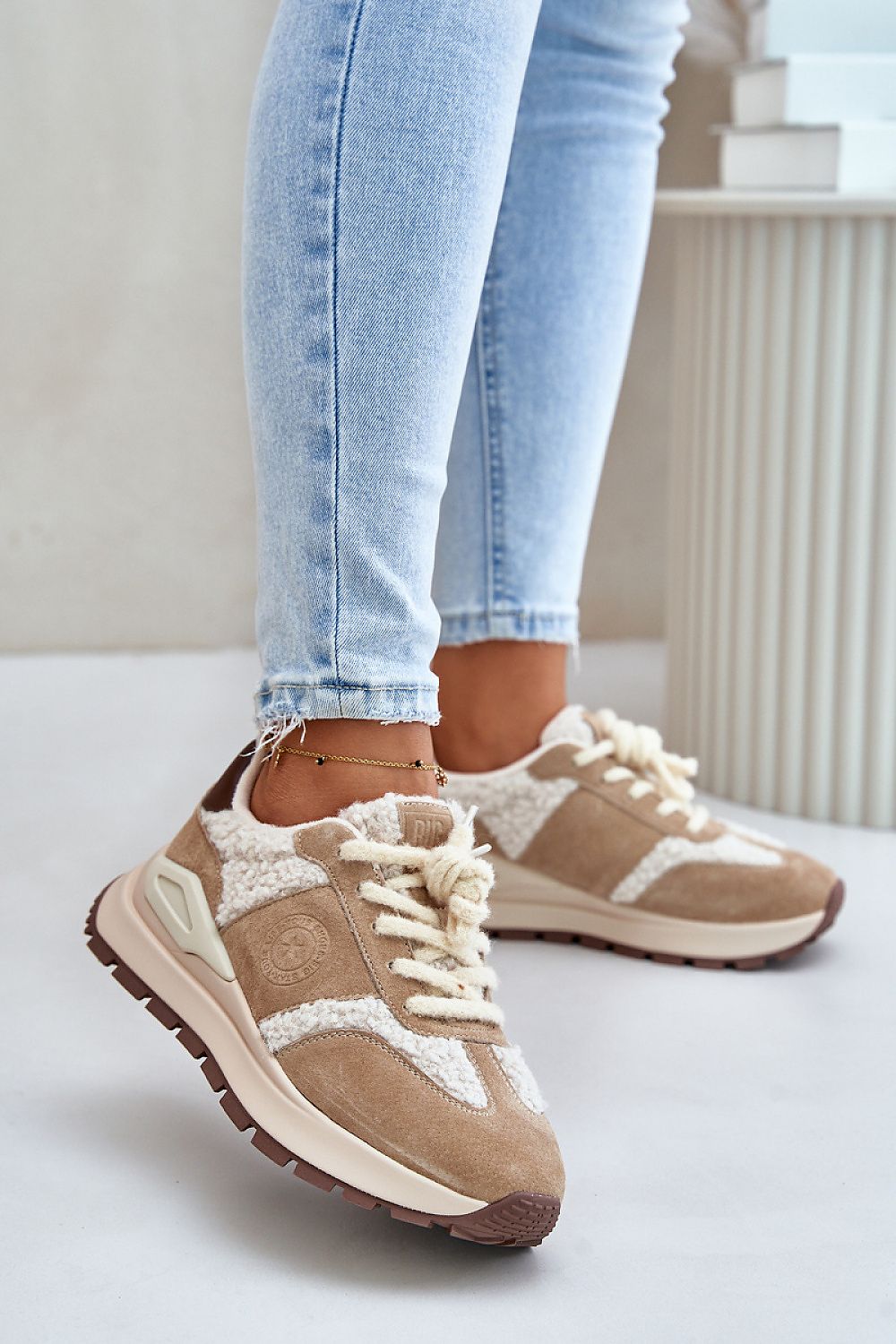 Shearling-Lined Suede Sneakers Step in style