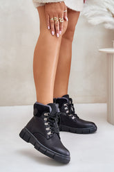 Lace-Up Combat Style Trappers Step in style black 36