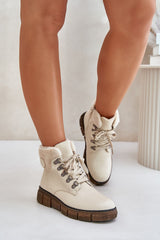 Lace-Up Combat Style Trappers Step in style beige 36