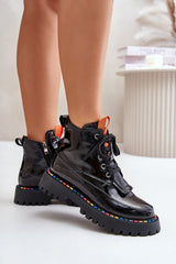 Urban Explorer Patent Leather Booties Step in style