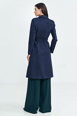 Double Breasted Belted Faux Suede Trench Coat Nife