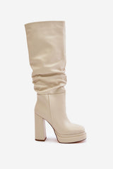 Creased Platform Round Toe Boots Step in style