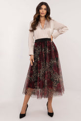 Tulle Leopard Floral Midi Skirt Italy Moda red one-size-fits-all