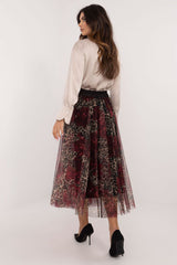 Tulle Leopard Floral Midi Skirt Italy Moda