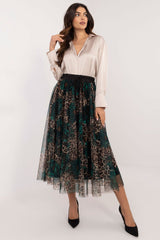 Tulle Leopard Floral Midi Skirt Italy Moda black one-size-fits-all
