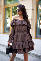 Off-Shoulder Ruffle Tiered Morella Dress Roco Fashion