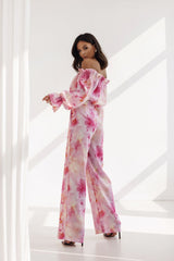 Off-Shoulder Ruffle Top & Wide-Leg Pants Two-Piece Set LaBalancia