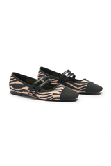 C.Paravano Two-Tone Double-Strap Mary Jane (Clara) in Zebra SALE