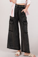 Knit Terry Mineral Wash Wide Leg Pants Sage + Fig