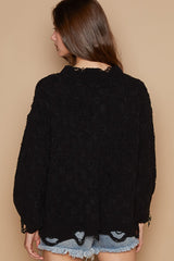 Cable Knit Cutout Long Sleeve Sweater POL