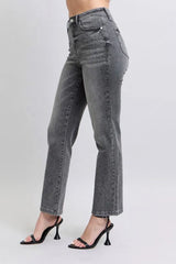High Waist Rhinestone Straight Jeans Judy Blue