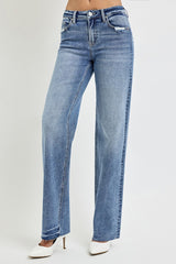 High Rise Straight Leg Jeans with Pockets Risen