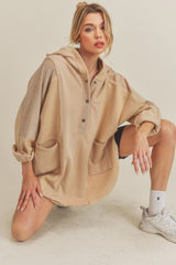 Slit Half Snap Oversize Hoodie Aemi + Co OAT S