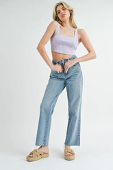 Corset Design Detail Crop Knit Top Mable Lavender M