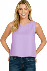 Linen Cropped Tank Top ZENANA