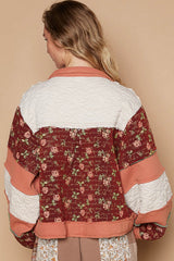 Washed Jacquard Color Block Jacket POL