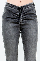 V-Cut Ruched Flare Jeans American Bazi