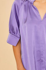 Multi Color Printed V-Neck Open Woven Blouse Top Annie Wear