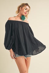 Off-Shoulder Balloon Sleeve Blouse Aemi + Co