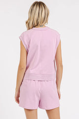 French Terry Crew Neck Top and Shorts Set Mittoshop