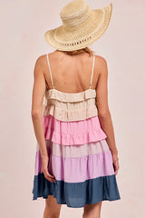 Color Blocked Tiered Dress BiBi