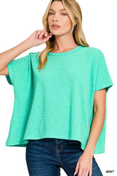 Cotton Slub Oversized Tee ZENANA