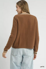 Two-Tone Button Front Cardigan Umgee