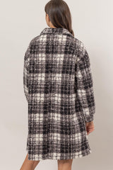 Plaid Button Down Longline Shacket HYFVE