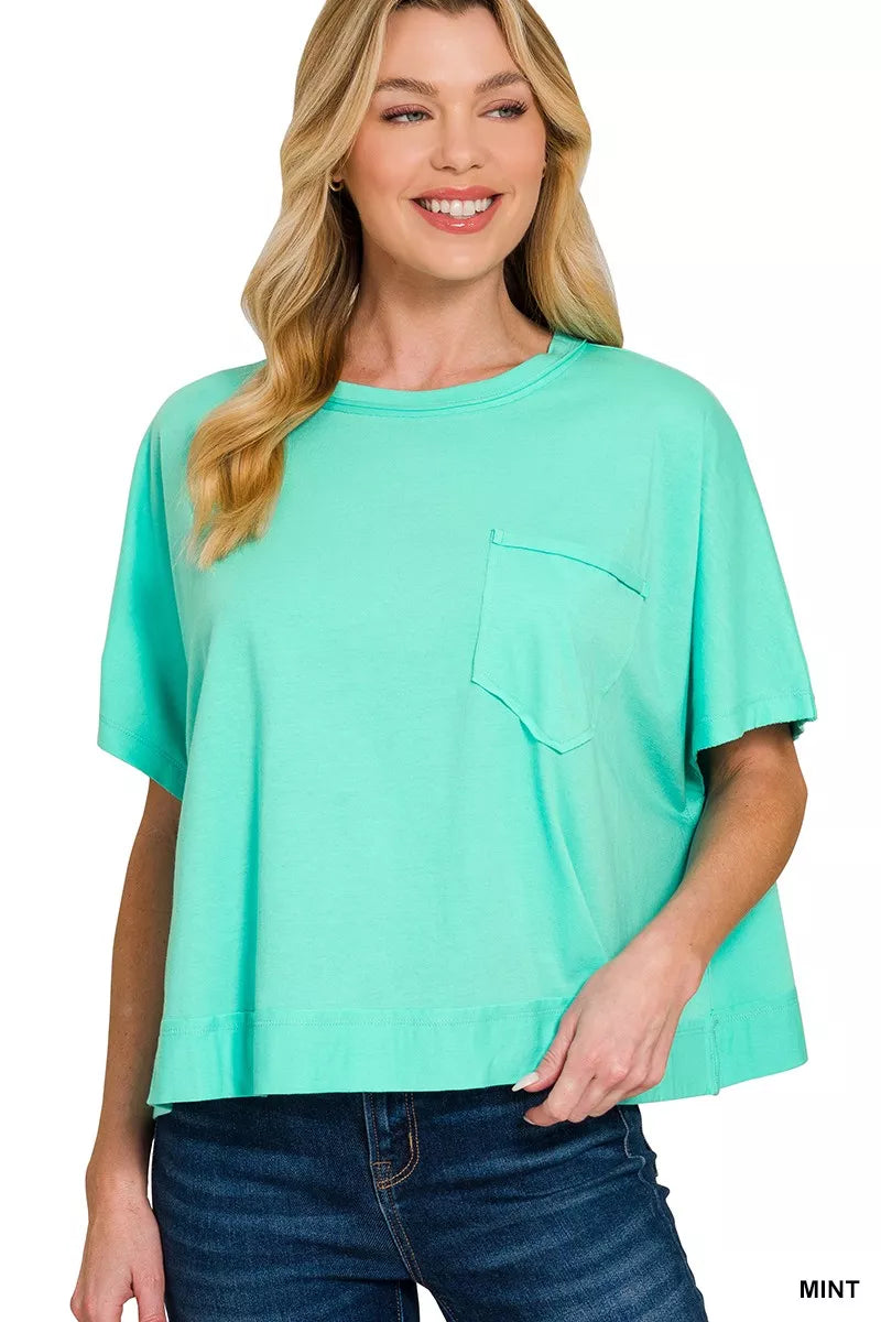 Exposed Seam Boxy Top ZENANA MINT S/M