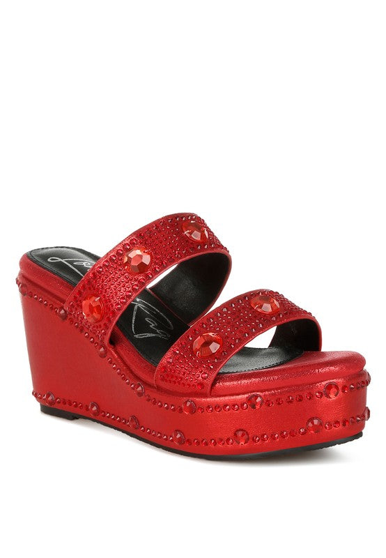 Iki Diki Rhinestone & Diamante Wedge Sandals Rag Company