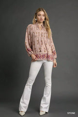 Floral Boho Peasant Blouse Umgee