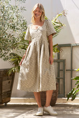 Leopard Print Bell Sleeve Midi Dress Jade By Jane CREAM S